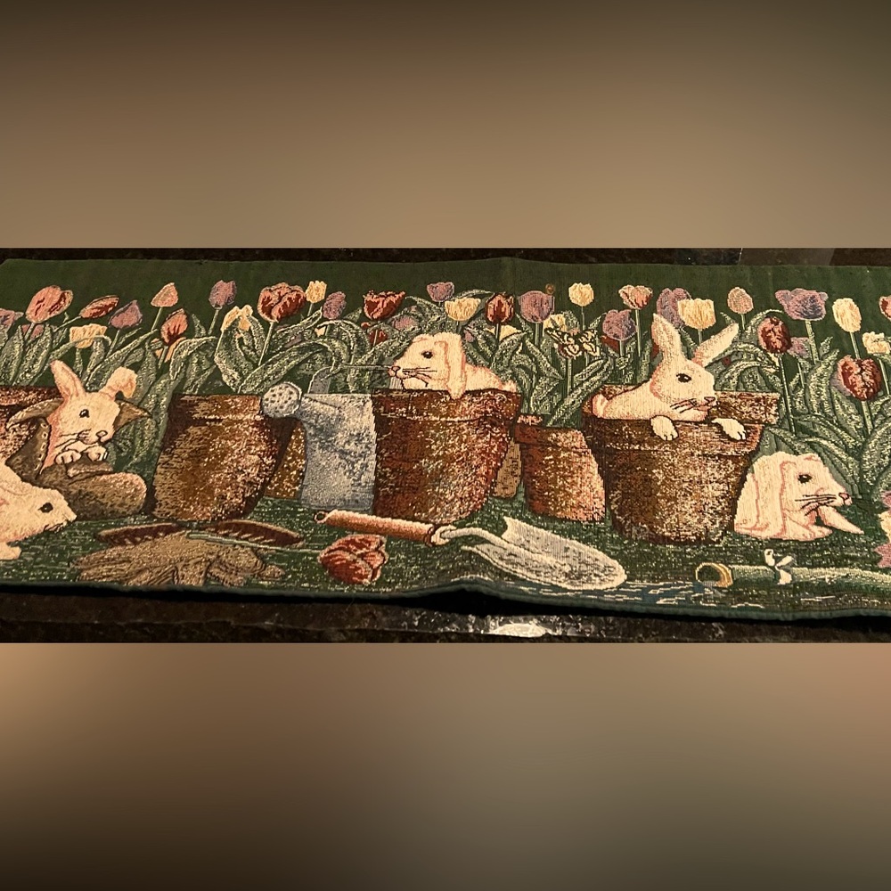 Table runner size 32” x 12”. Tapestry look. Perfect for springtime decor